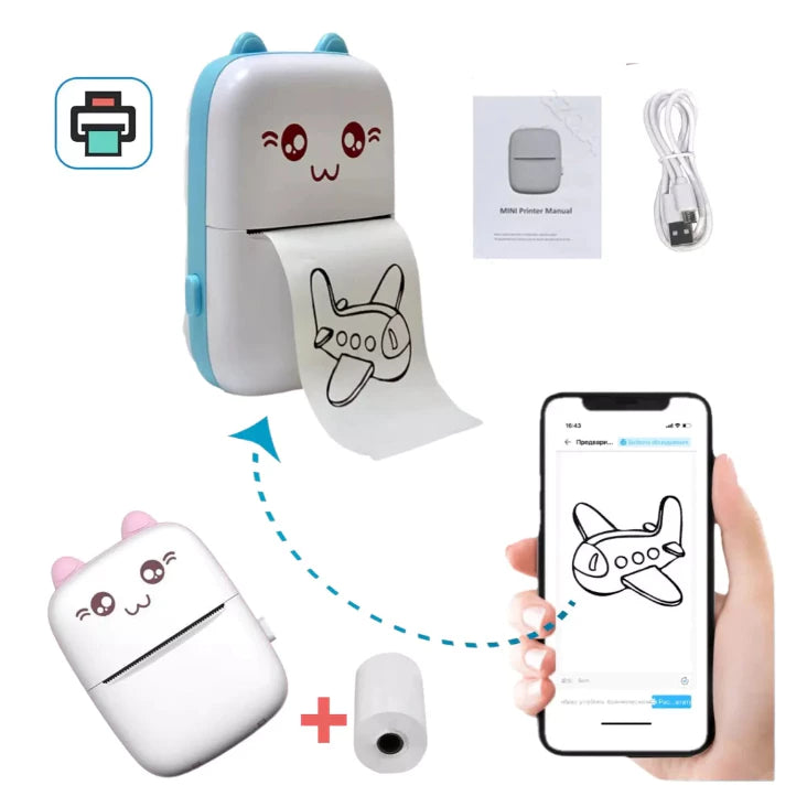 Mini Impressora Bluetooth Portátil de Gatinho