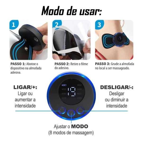 KIT Mini Massageador EMS Estimulador Elétrico