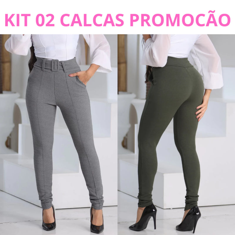 Kit 2 Calças Crepe Social Feminina